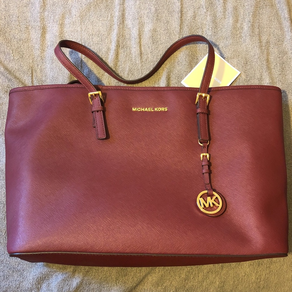 Michael Kors Merlot (burgundy) jet set tote